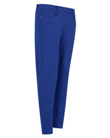 Königsblaue Stretch-Hose mit schmaler Passform und Knopfleiste.
