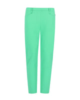 Mintgrüne Slim Fit Hose mit hoher Taille und Knopfverschluss.