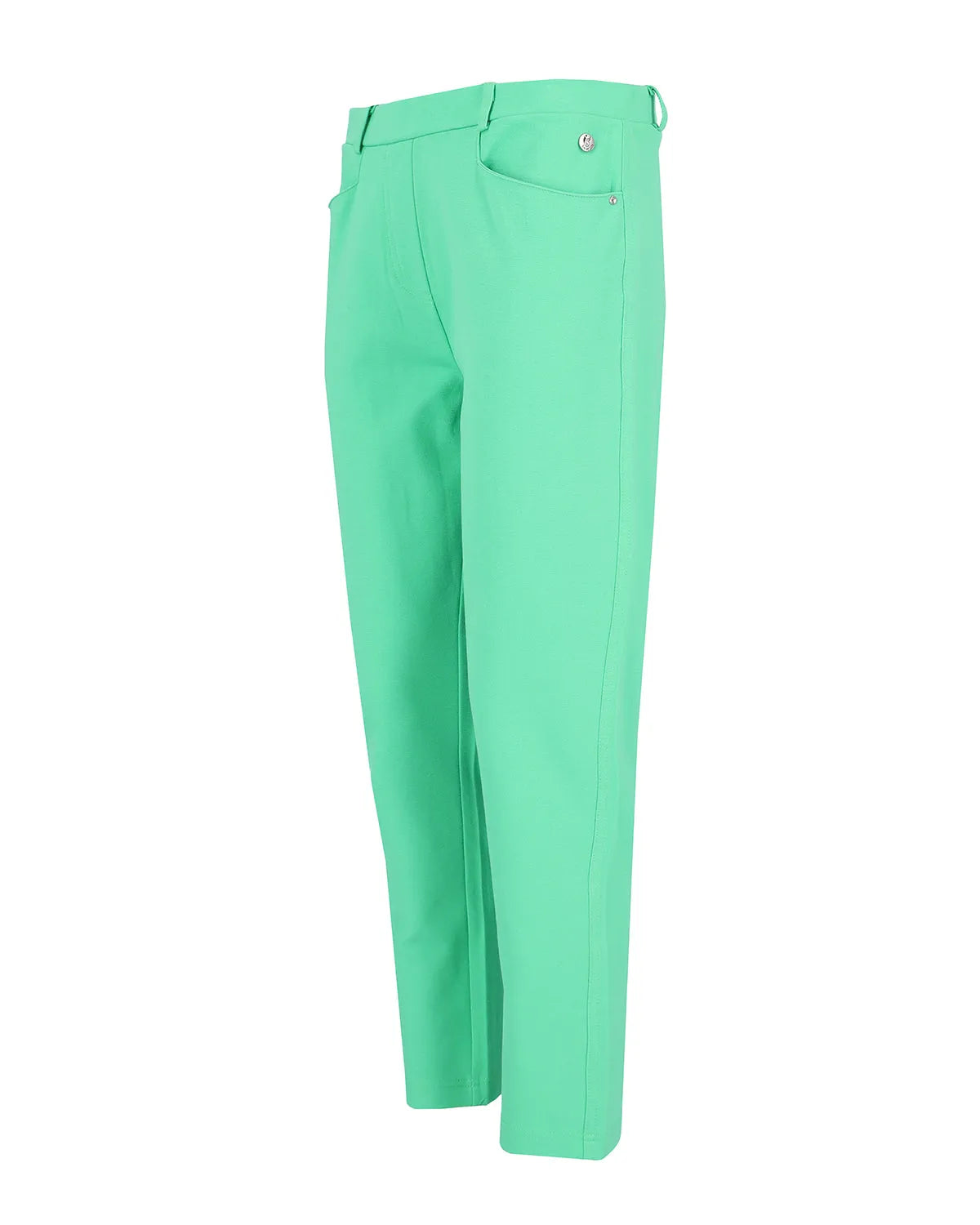 Mintgrüne Golfhose mit klassischer Passform und Stretchmaterial.