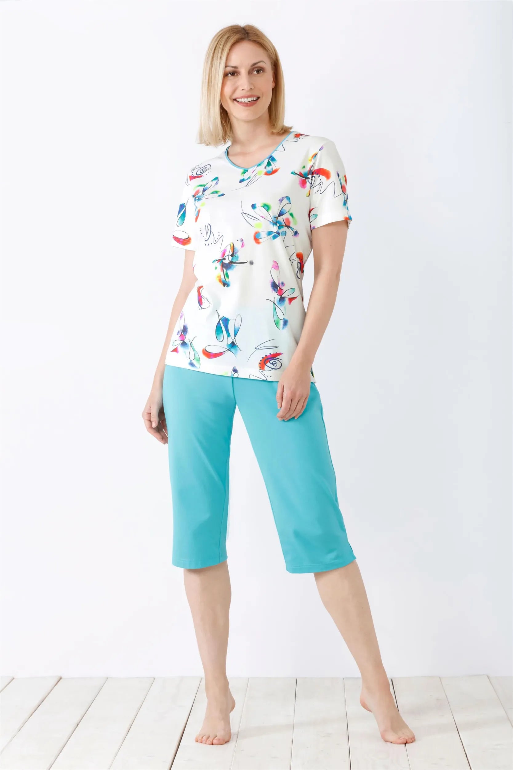 Damen Capri-Schlafanzug Klima-Komfort - 46192-944-36/38 - Hajo Mode