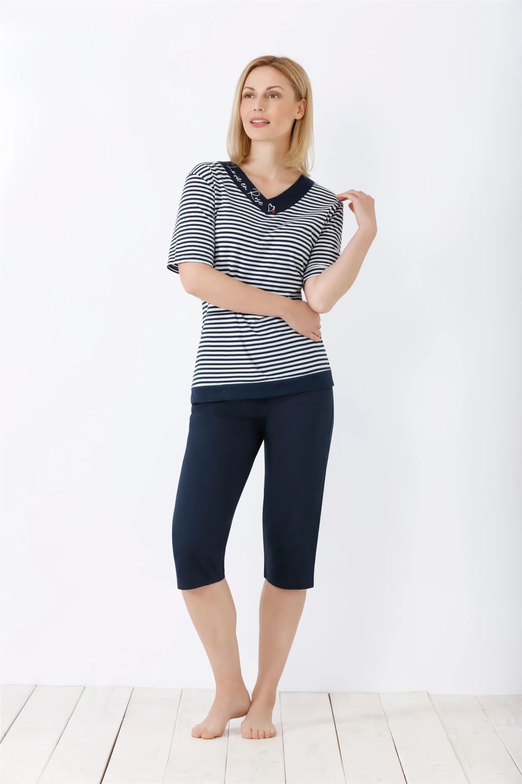 Damen Capri-Schlafanzug Premium Cotton - 46208-634-36/38 - Hajo Mode
