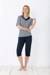 Damen Capri-Schlafanzug Premium Cotton - 46208-634-36/38 - Hajo Mode