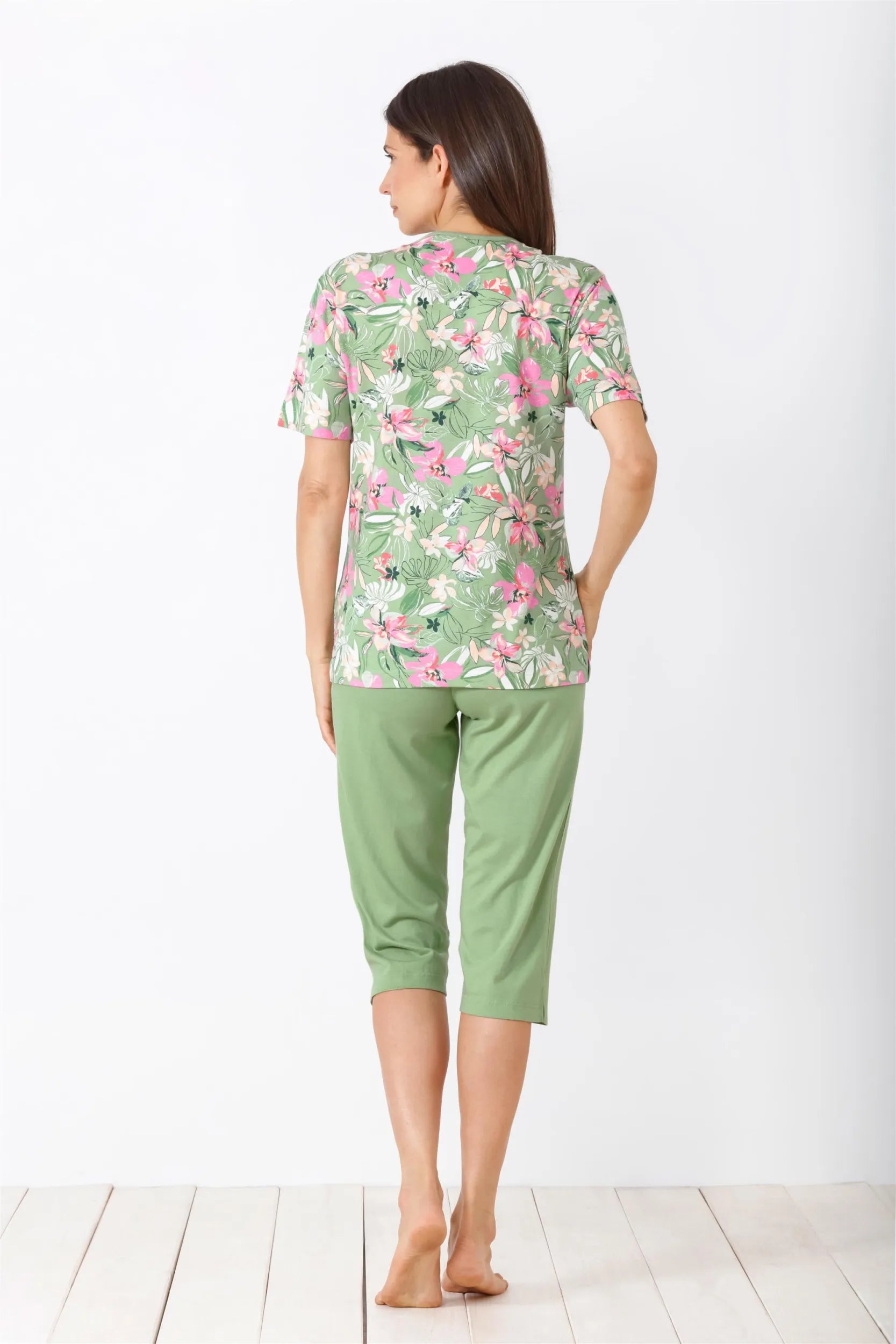 Damen Capri-Schlafanzug Premium Cotton/Tencel - Hajo Mode