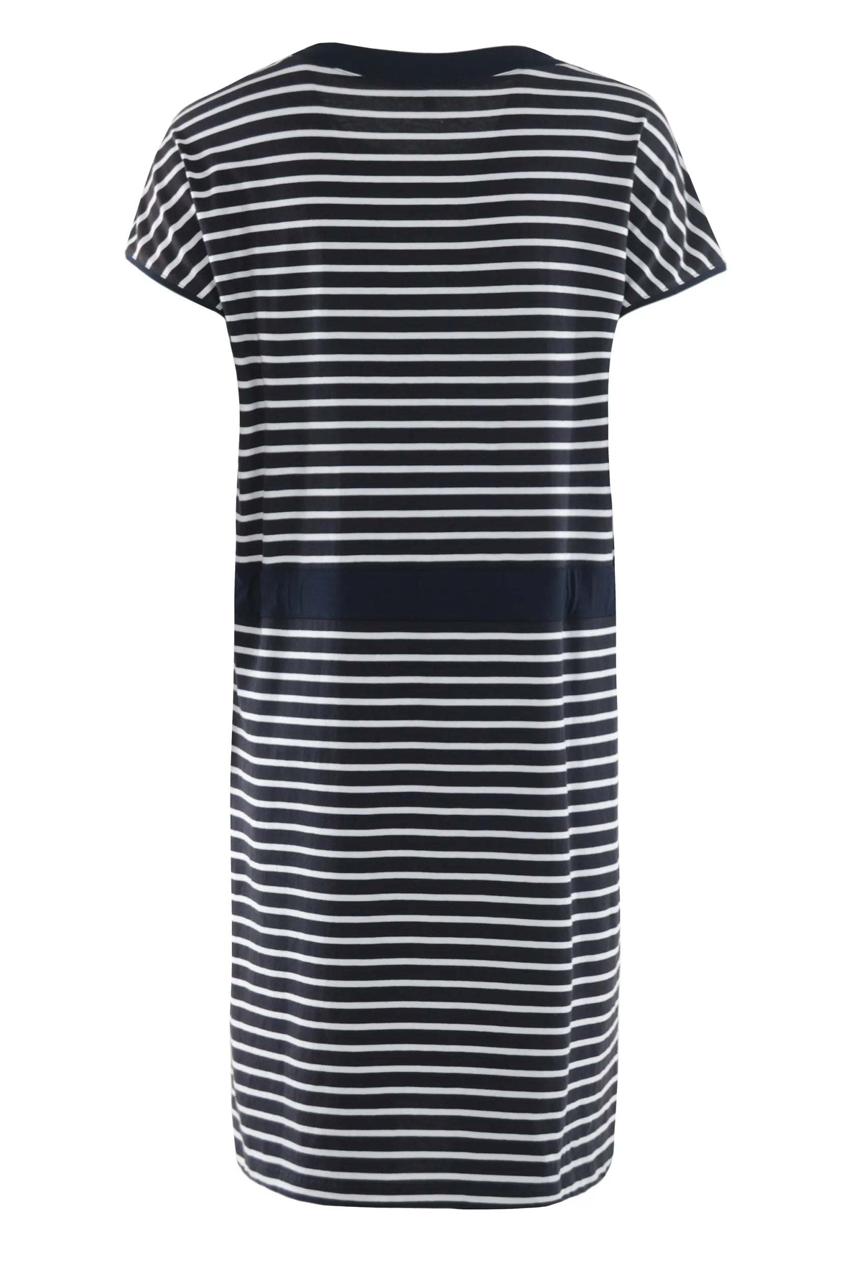 Gestreiftes T-Shirt-Kleid in Schwarz und Weiß, aus Baumwolle.