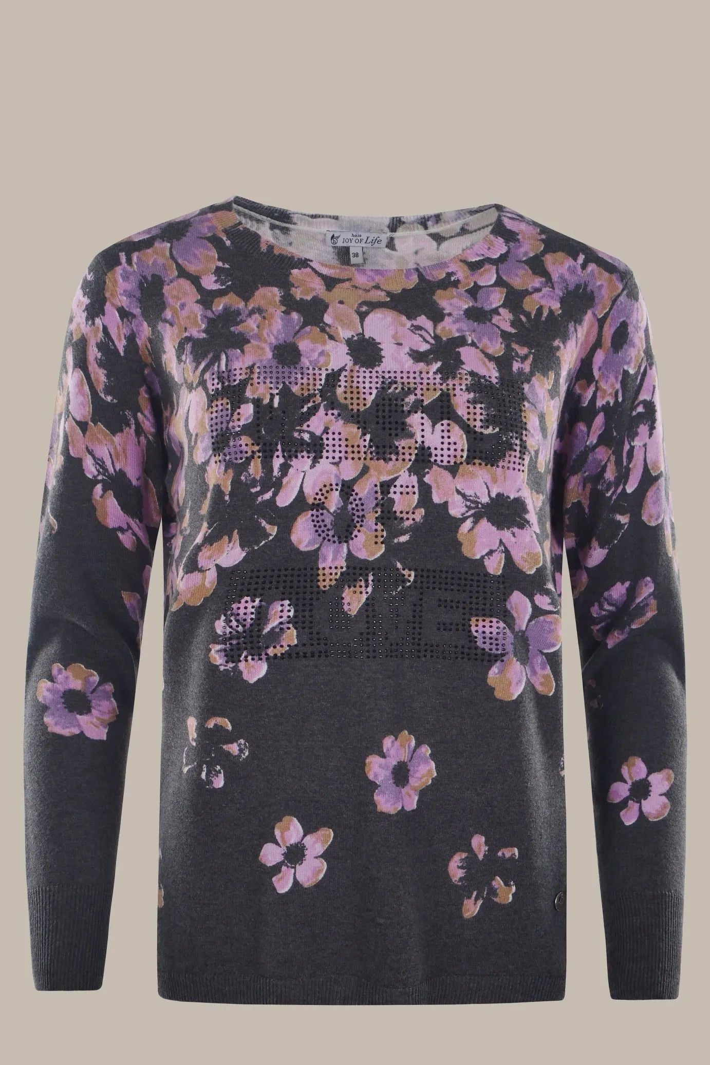 Damen Pullover mit Blütendruck - 19387-704-38 - Hajo Mode
