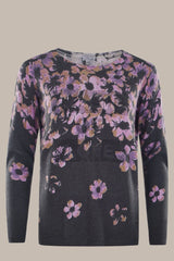 Damen Pullover mit Blütendruck - 19387-704-38 - Hajo Mode