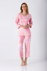 Rosa Zebraprint-Schlafanzug Damen 7/8 Klima-Soft®