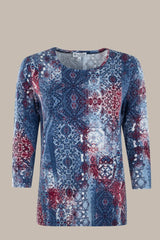 Damen Shirt Alloverprint 3/4 Arm - 19404/1-990-40 - Hajo Mode