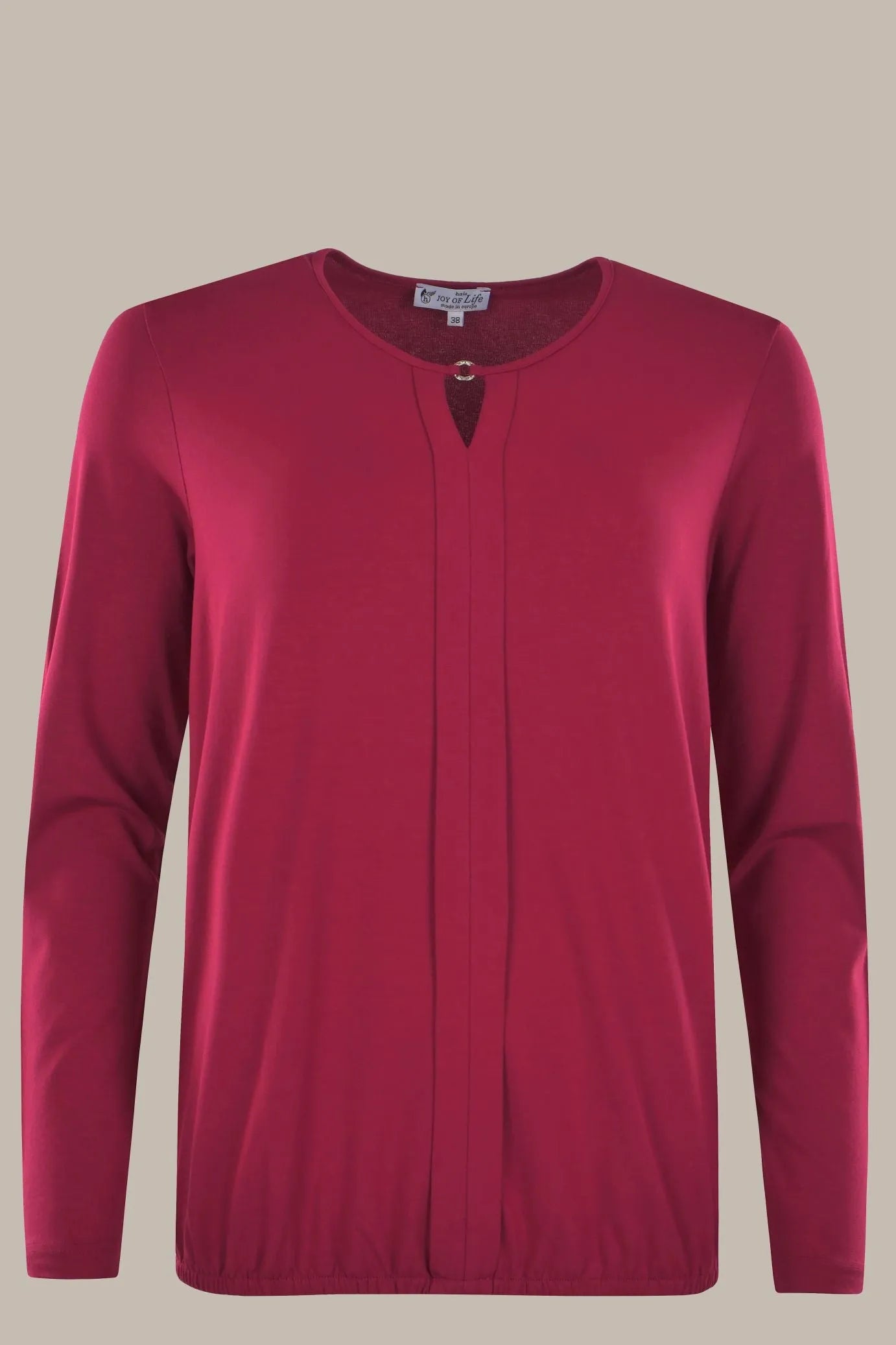 Damen Shirt mit Schmucköse und Biese Blousonform - 19449-359-38 - Hajo Mode