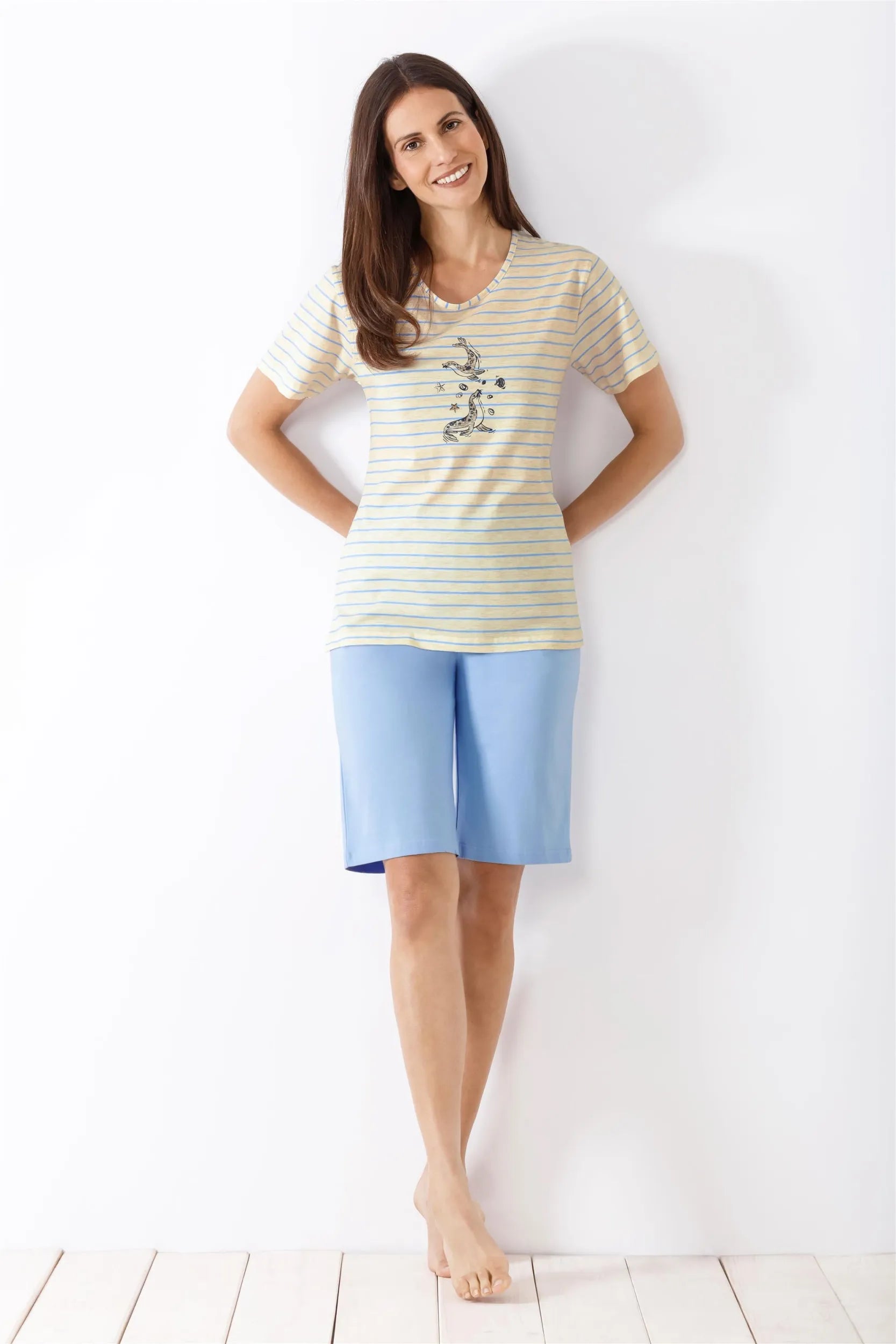 Damen Shorty-Schlafanzug Premium Cotton - 46252-621-36/38 - Hajo Mode