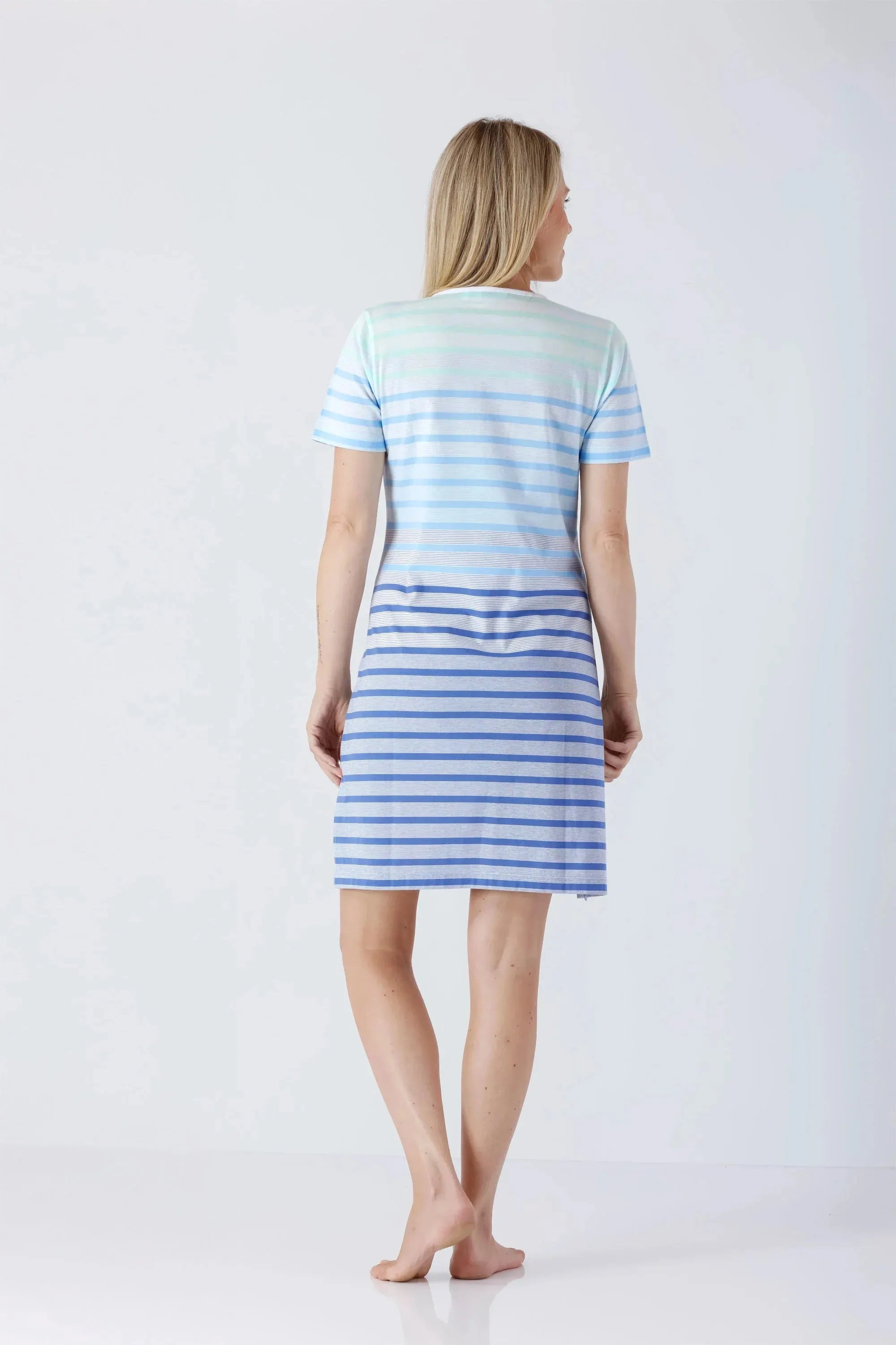 Damen Sleepshirt Klima Komfort Das Original in blauen Streifen