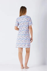 Damen Sleepshirt Klima Komfort Das Original mit pastellblau-pink Muster