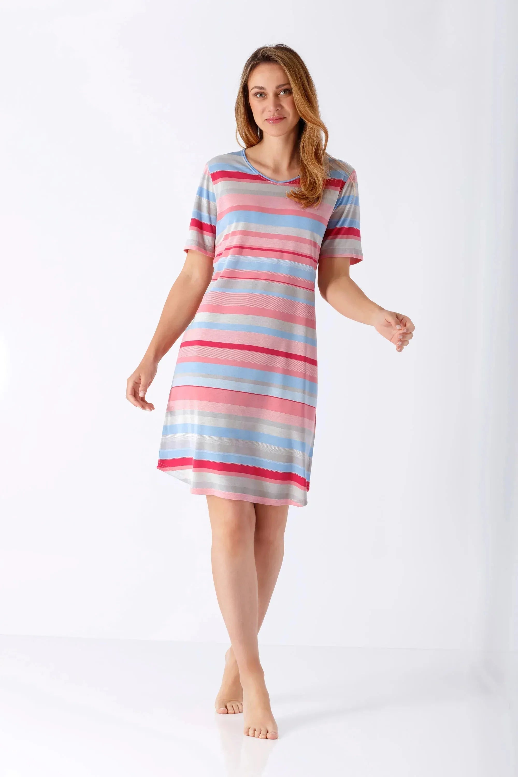 Damen Sleepshirt Klima-Soft®: Nachthemd mit pastellfarbenen Streifen