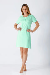 Damen Sleepshirt Premium Cotton in Minzgrün mit Strukturmuster