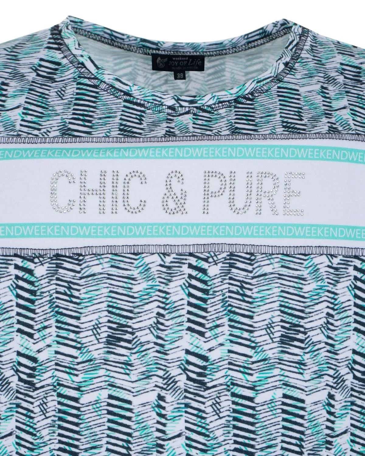 Schickes und schlicht gemustertes Sporttop mit silbernem Glitzertext.