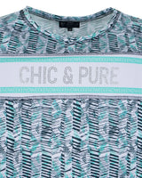 Schickes und schlicht gemustertes Sporttop mit silbernem Glitzertext.