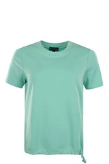 Damen sweatshirt rh 1 2 arm in mintgrün mit rundhalsausschnitt und dezenter seitlicher zugschnurdetails