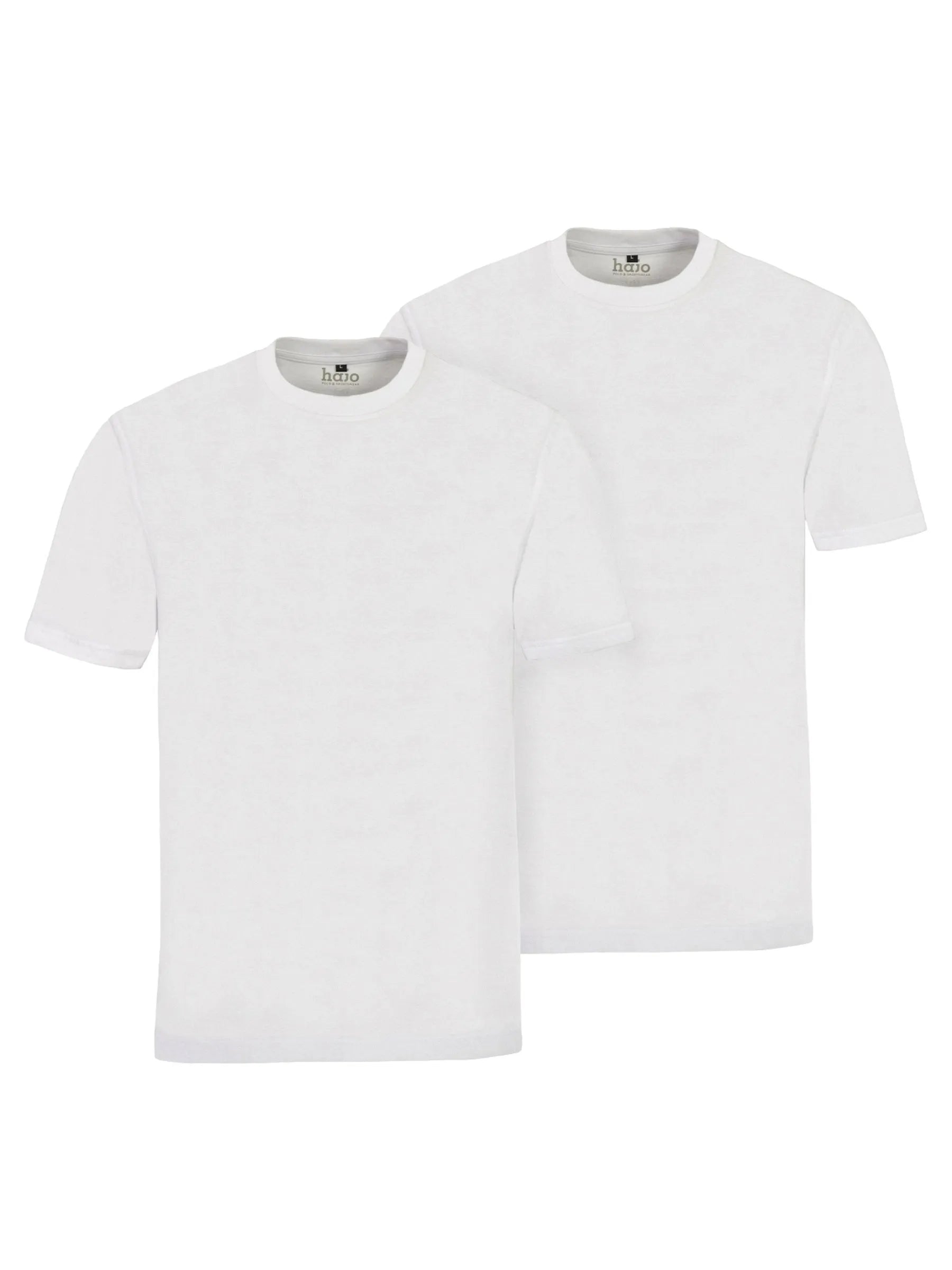 Weißes doppelpack rundhals t-shirt aus baumwolle mit kurzen ärmeln und h&m logo im innenkragen