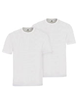 Weißes doppelpack rundhals t-shirt aus baumwolle mit kurzen ärmeln und h&m logo im innenkragen