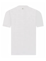 Weißes kurzarm-t-shirt mit rundhalsausschnitt und kleinem sticklogo am ausschnitt im doppelpack