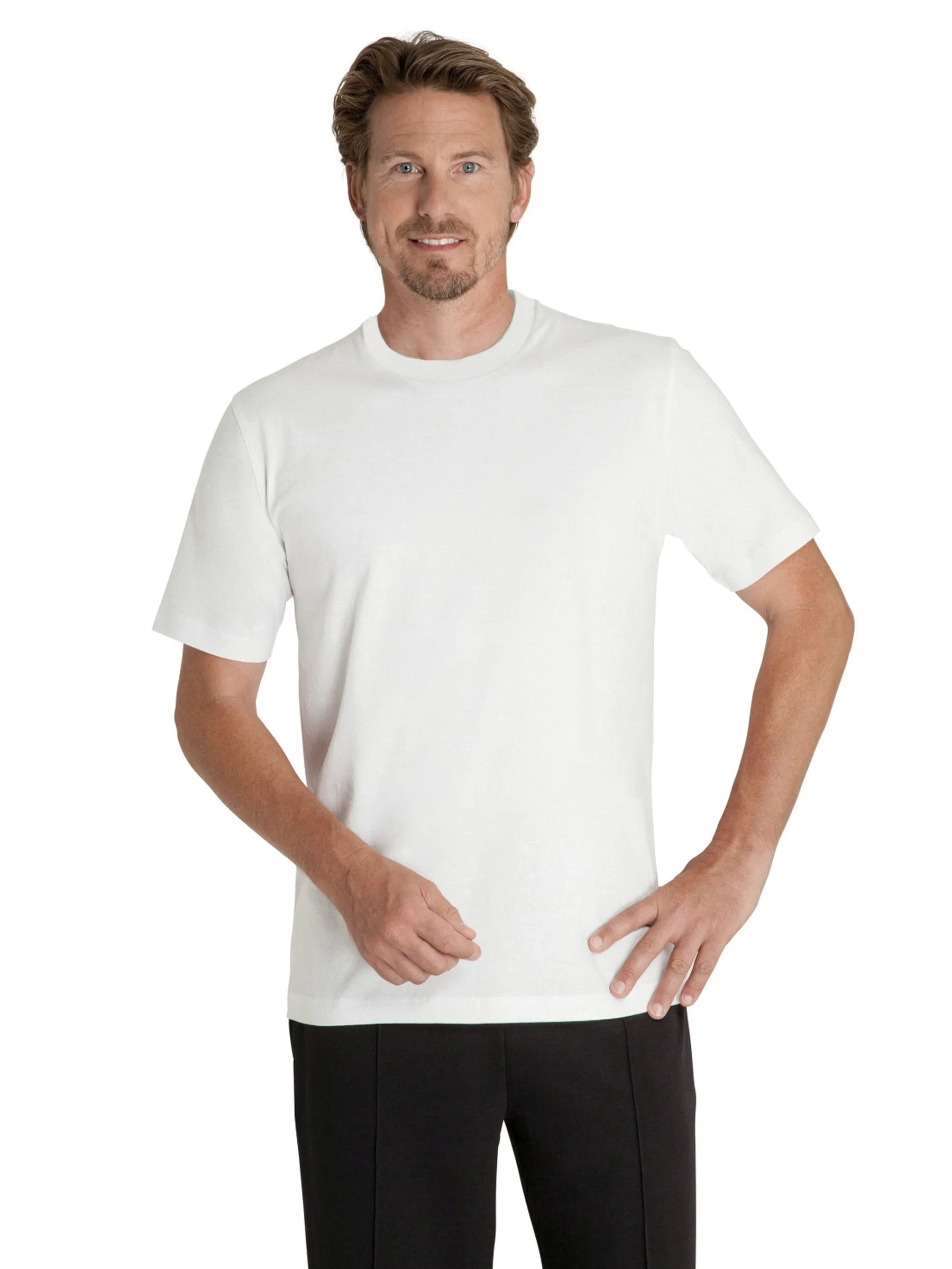 Weißes crew-neck t-shirt mit kurzen ärmeln aus baumwolle im doppelpack rundhals design