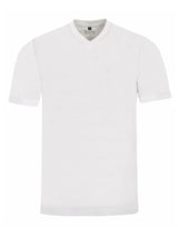 Weißes doppelpck-t-shirt mit v-ausschnitt aus baumwolle und minimalistischer hario markenkennzeichnung am ausschnitt