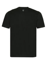 Schwarzes kurzes ärmeliges Doppelpack-T-Shirt mit v-ausschnitt und kleinem silbernem logo am ausschnitt