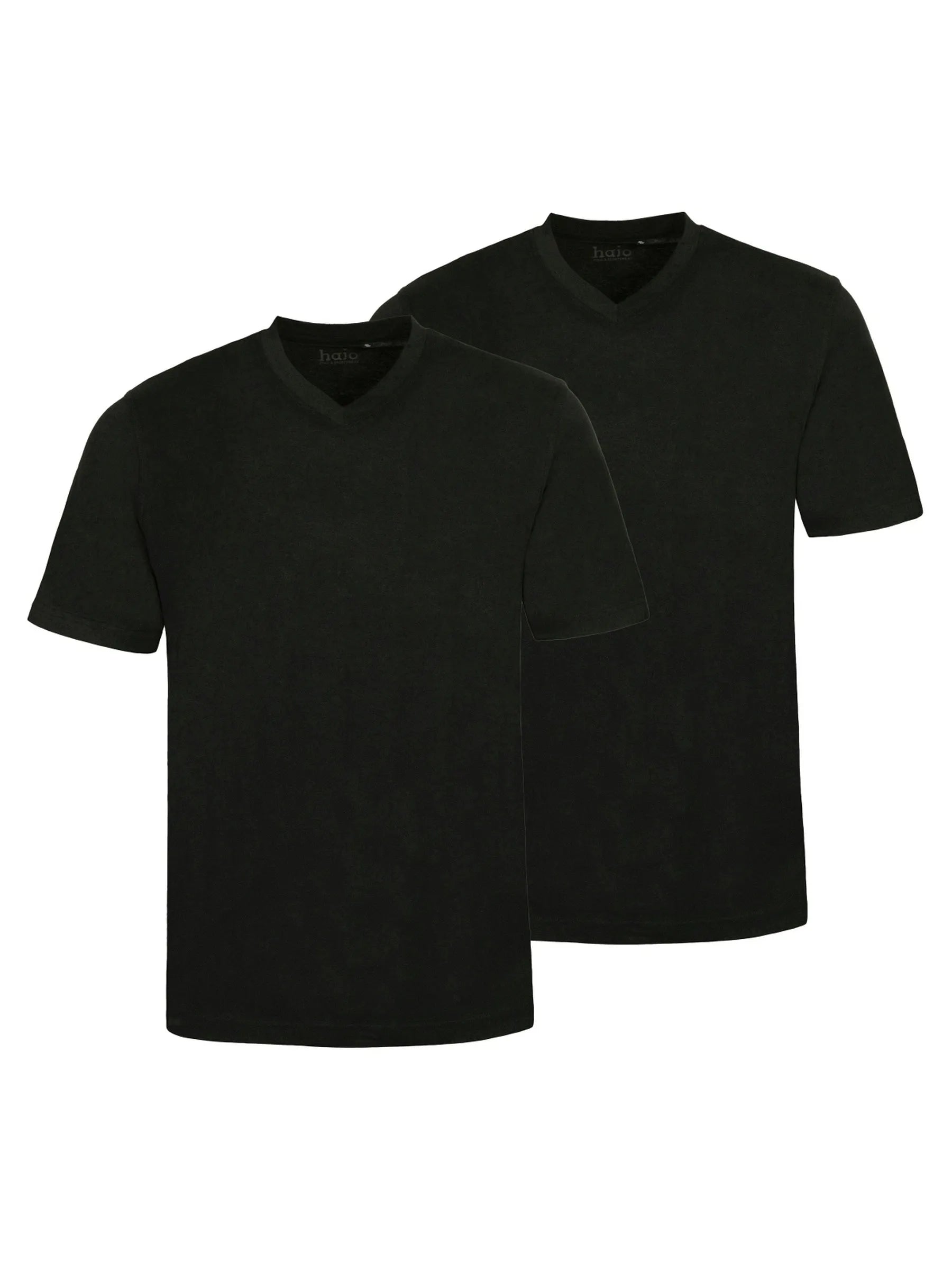 Schwarze v-ausschnitt baumwoll-t-shirts zwei pack ordentlich arrangiert im doppelpack-t-shirt v-ausschnitt