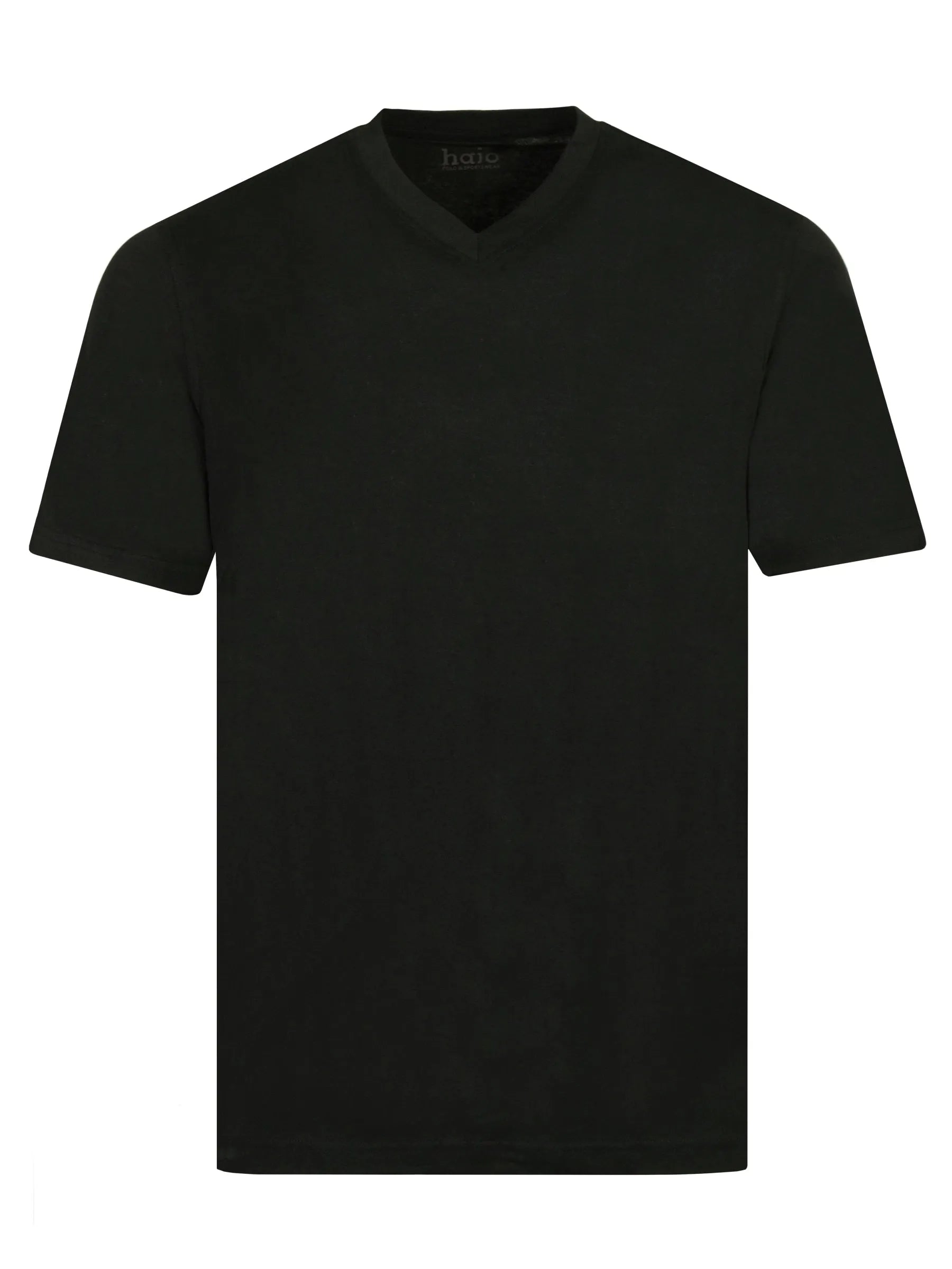 Schwarzes doppelpack-t-shirt v-ausschnitt aus baumwolle mit klassischem design und dezentem markenetikett am kragen