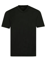 Schwarzes doppelpack-t-shirt v-ausschnitt aus baumwolle mit klassischem design und dezentem markenetikett am kragen