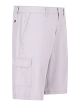 Elastische Bermudashort mit Cargotaschen in hellgrau, mehrere Taschen, Knopfverschluss