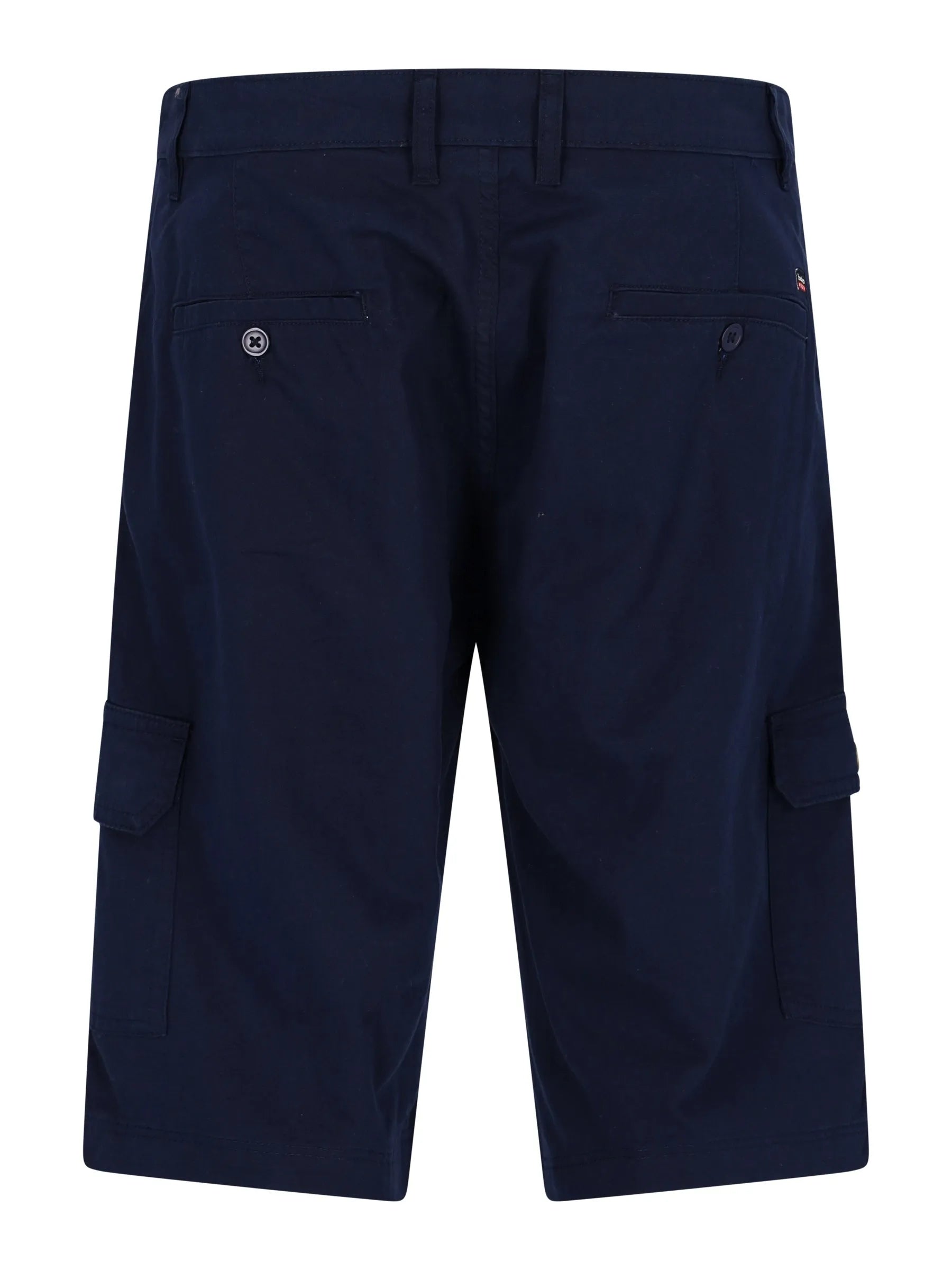 Rückseite elastische Bermudashort Cargotaschen dunkel navy mit Logo