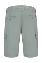 Elastische Bermudashort mit Cargotaschen in hellgrau, robustem Stoff