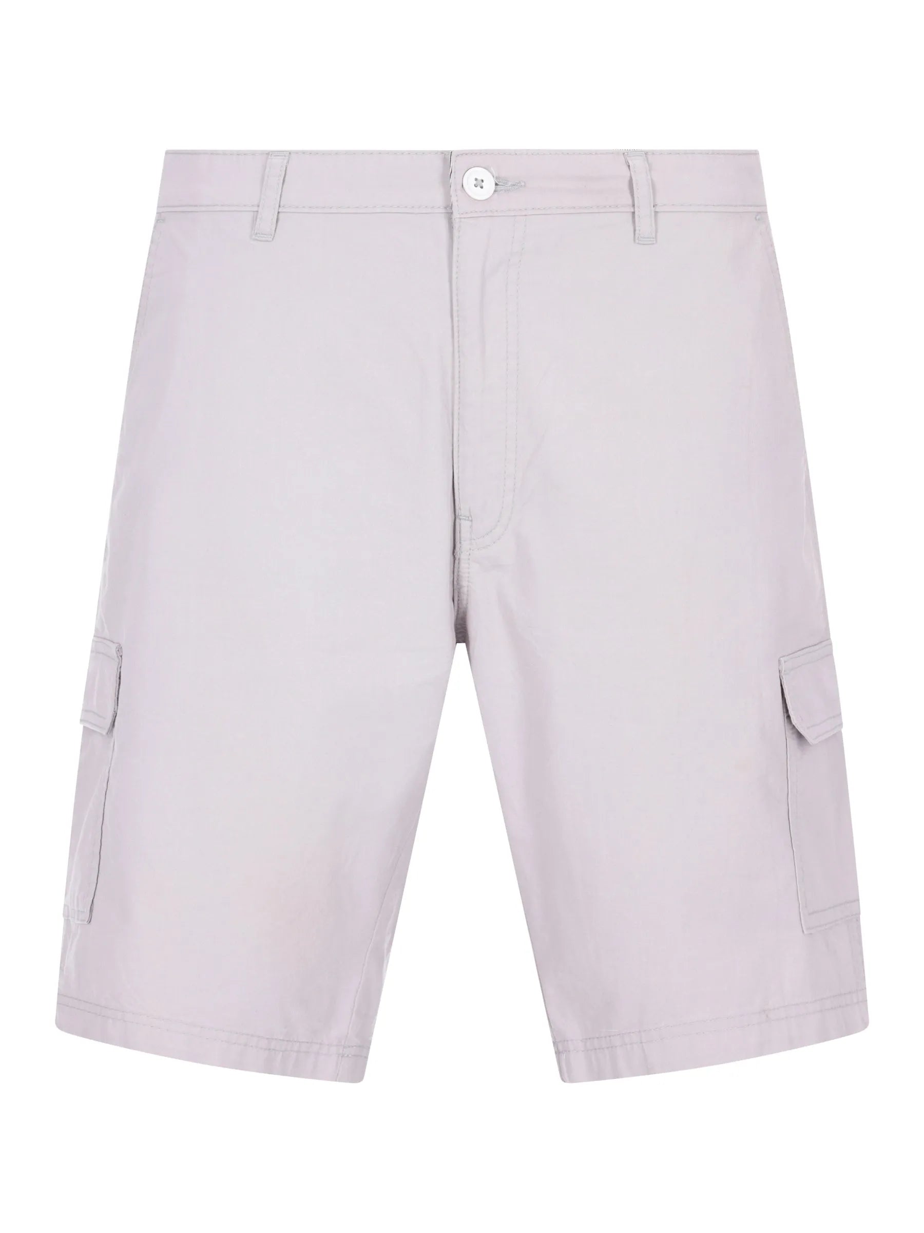 Helle graue elastische Bermudashort mit Cargotaschen, minimalistisches Design