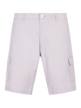 Helle graue elastische Bermudashort mit Cargotaschen, minimalistisches Design