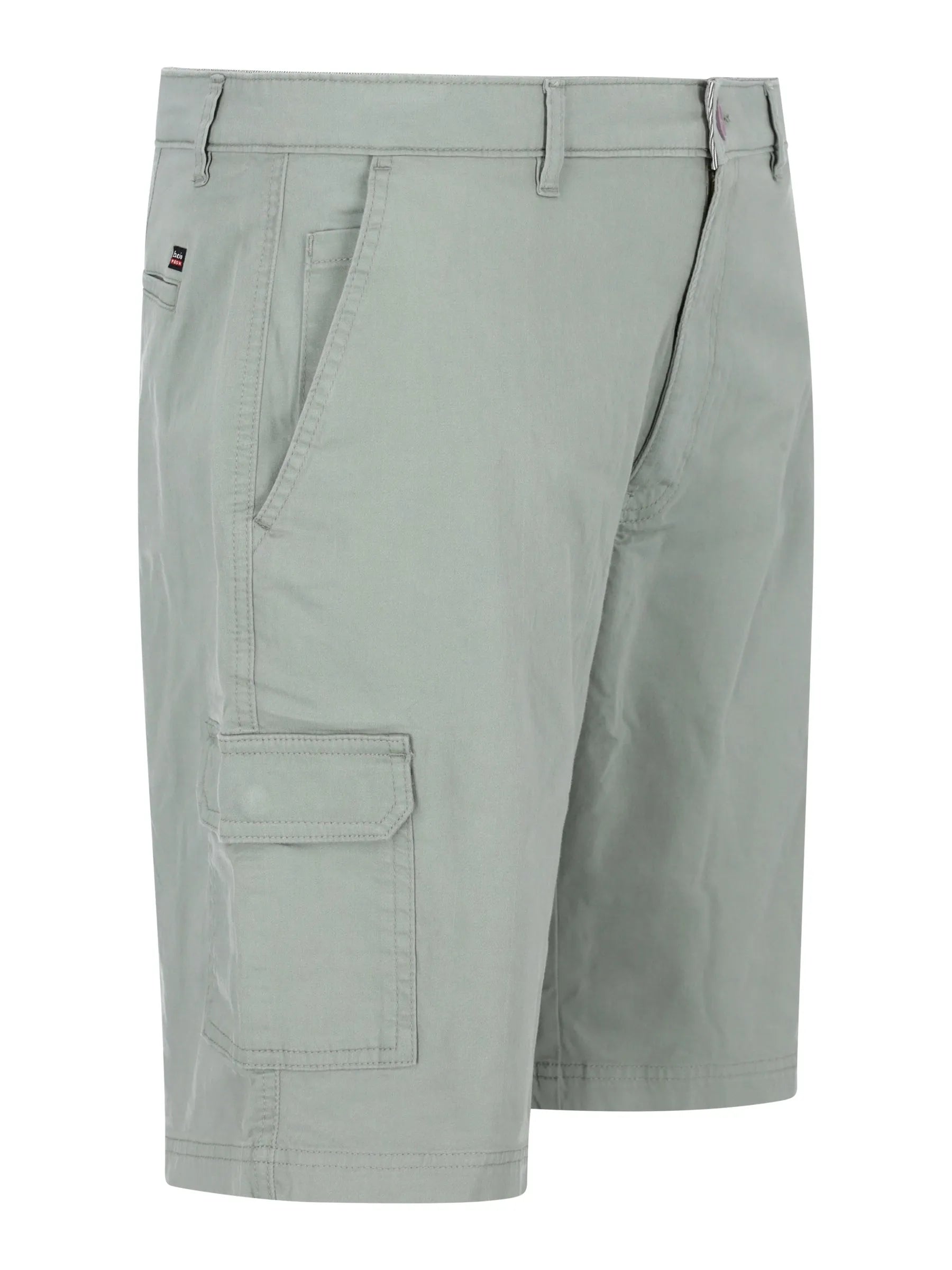 Elastische Bermudashort mit Cargotaschen, hellgrau, robust