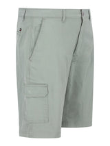 Elastische Bermudashort mit Cargotaschen, hellgrau, robust
