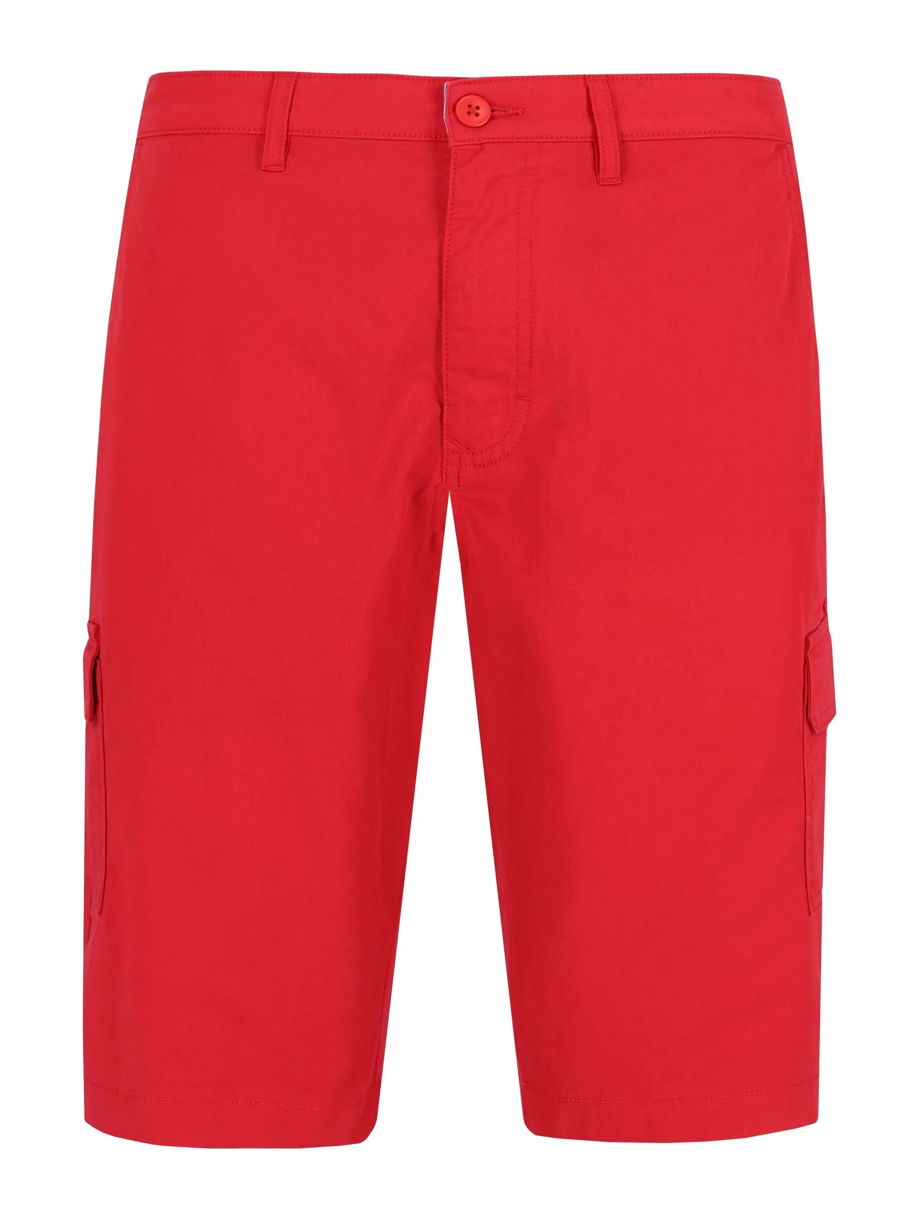 Helle rote elastische Bermudashort mit Cargotaschen und Druckknopf