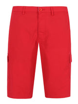 Helle rote elastische Bermudashort mit Cargotaschen und Druckknopf