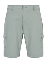 Elastische hellgraue Bermudashort mit Cargotaschen, Knöpfschluss und Seitentaschen
