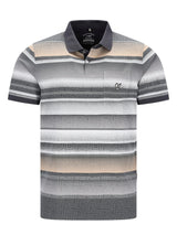 Feinpikee-Poloshirt mit Alloverdruck in Stay-Fresh-Qualität, graue Streifen