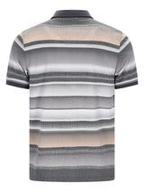 Feinpikee-Poloshirt mit Alloverdruck in Stay-Fresh-Qualität, graue Streifen