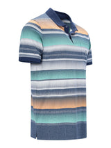 Feinpikee-Poloshirt mit Alloverdruck in Stay-Fresh-Qualität, Streifenmuster