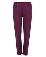 Lila Stretch-Hose mit Taschen und hohem Bund.