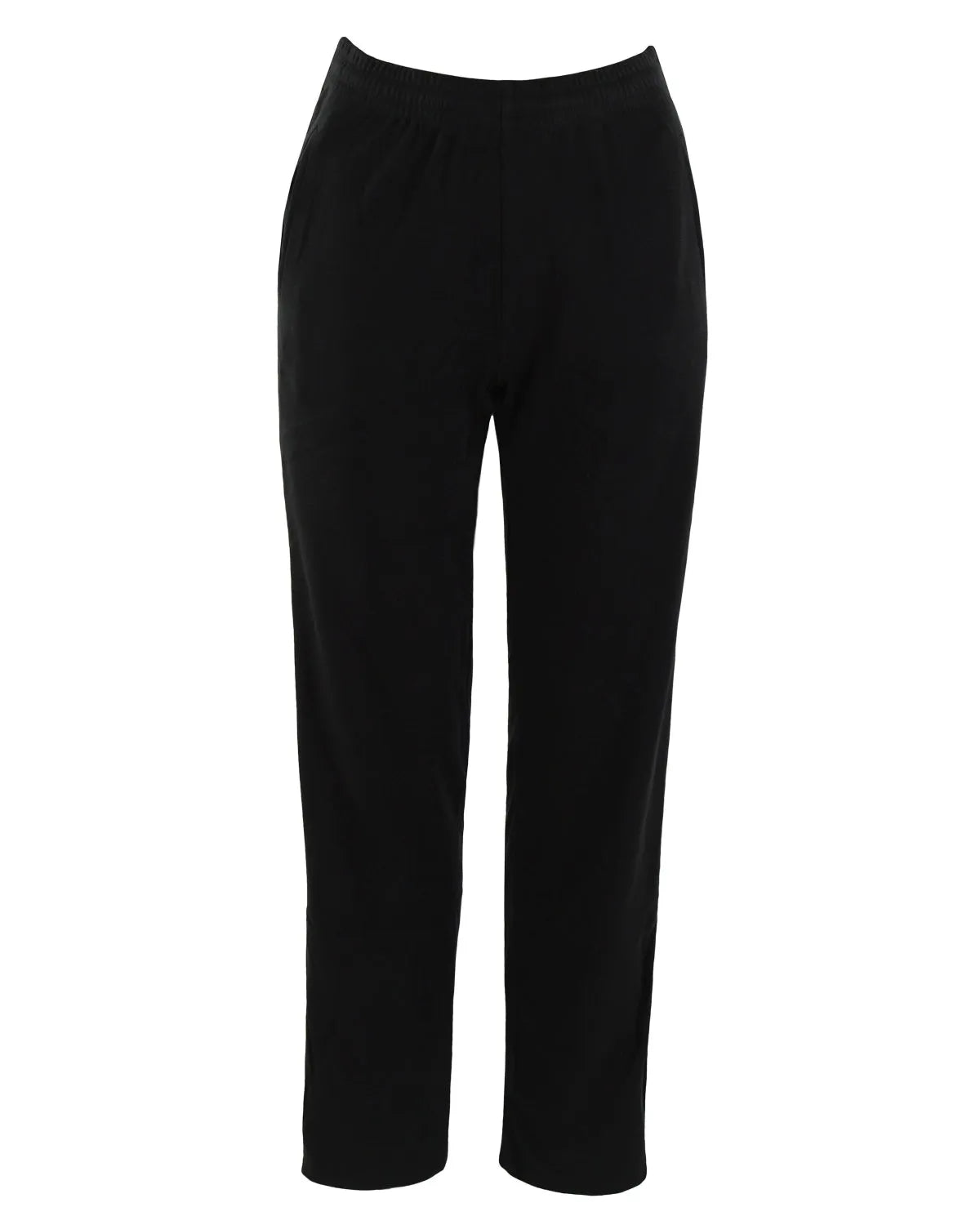 Schwarze Cropped Pants mit hoher Taille und geradem Bein.