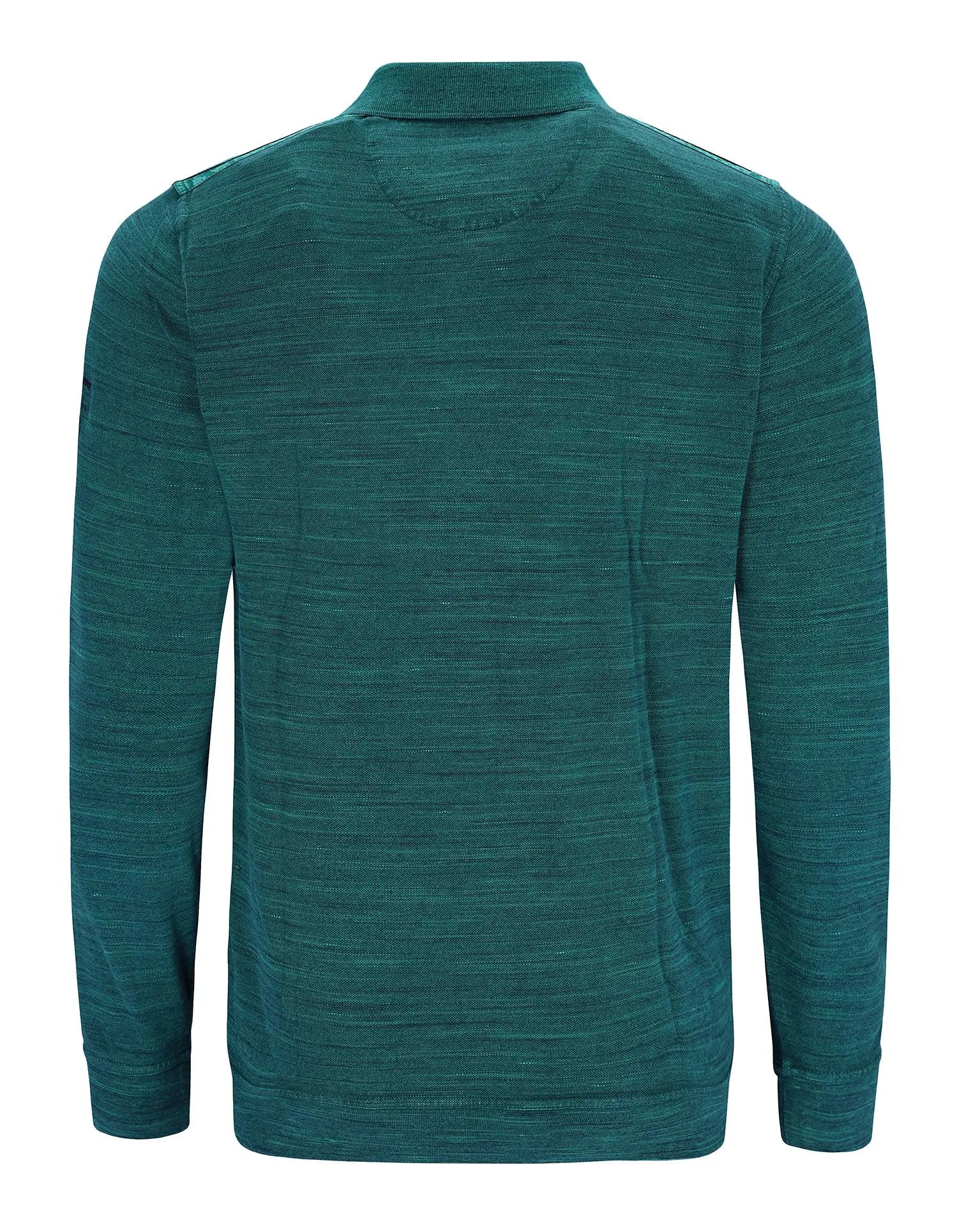 Tealfarbener Pullover mit Reißverschluss, gerippten Details und Tasche