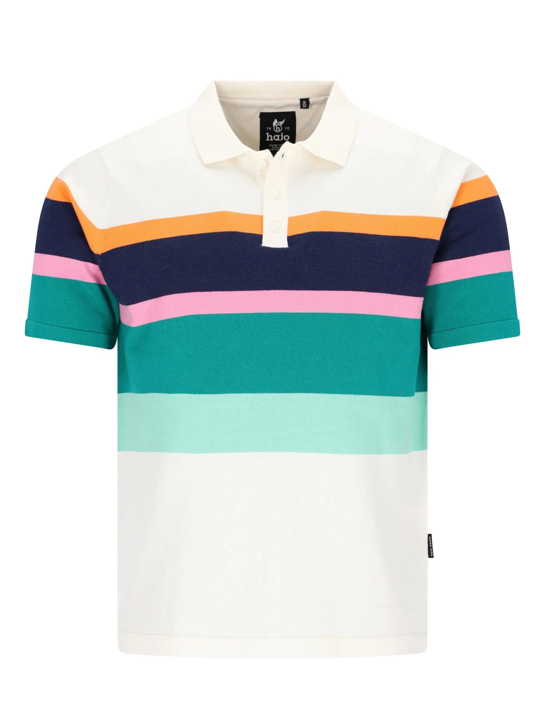 Gestricktes Poloshirt mit platzierten Retrostreifen in Baumwollmischung