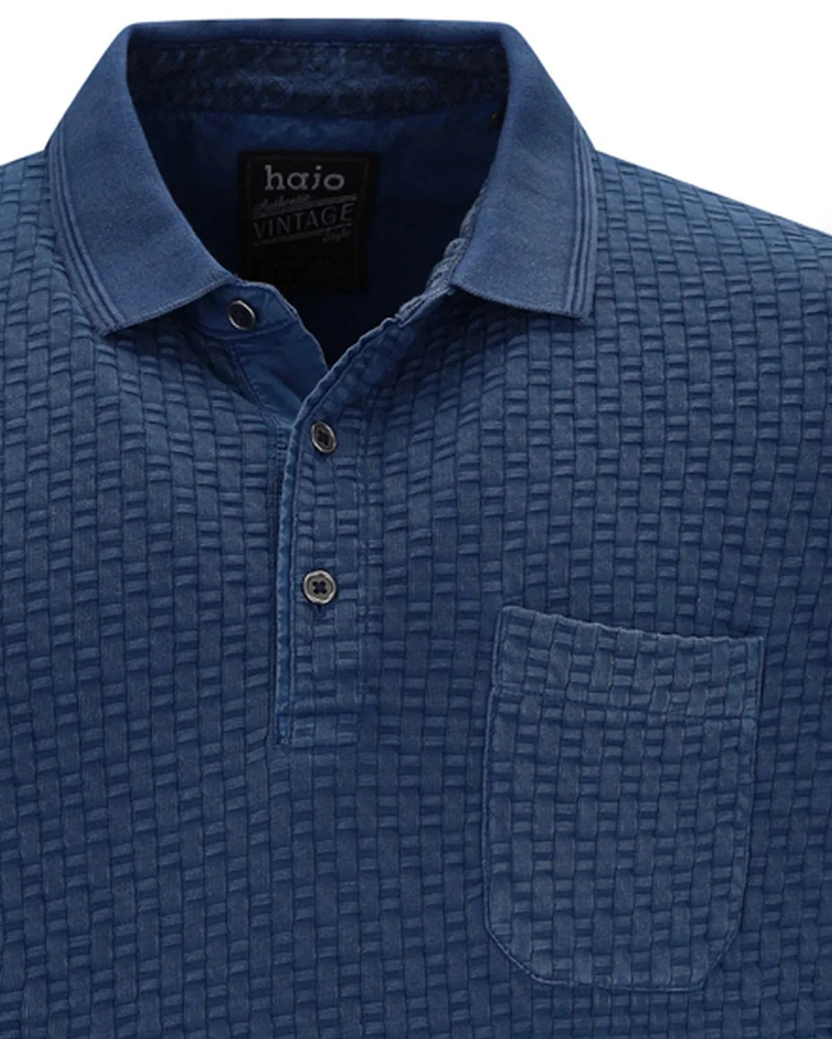 Gewaschenes Poloshirt in Flechtstruktur allover - Hajo Mode
