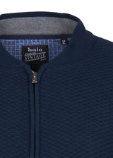 Halio Vintage-Jacke mit durchgehendem Reißverschluss in Marineblau mit strukturiertem Stoff und Fleecefutter.