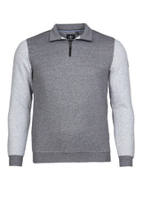 Anthrazitfarbenes und helles Poloshirt mit Kontrastärmeln.
